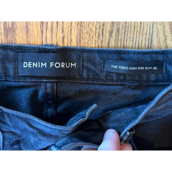 DENIM FORUM Black The Yoko High Rise Slim Jeans Pants   Women's Size 28 - Picture 3 of 11